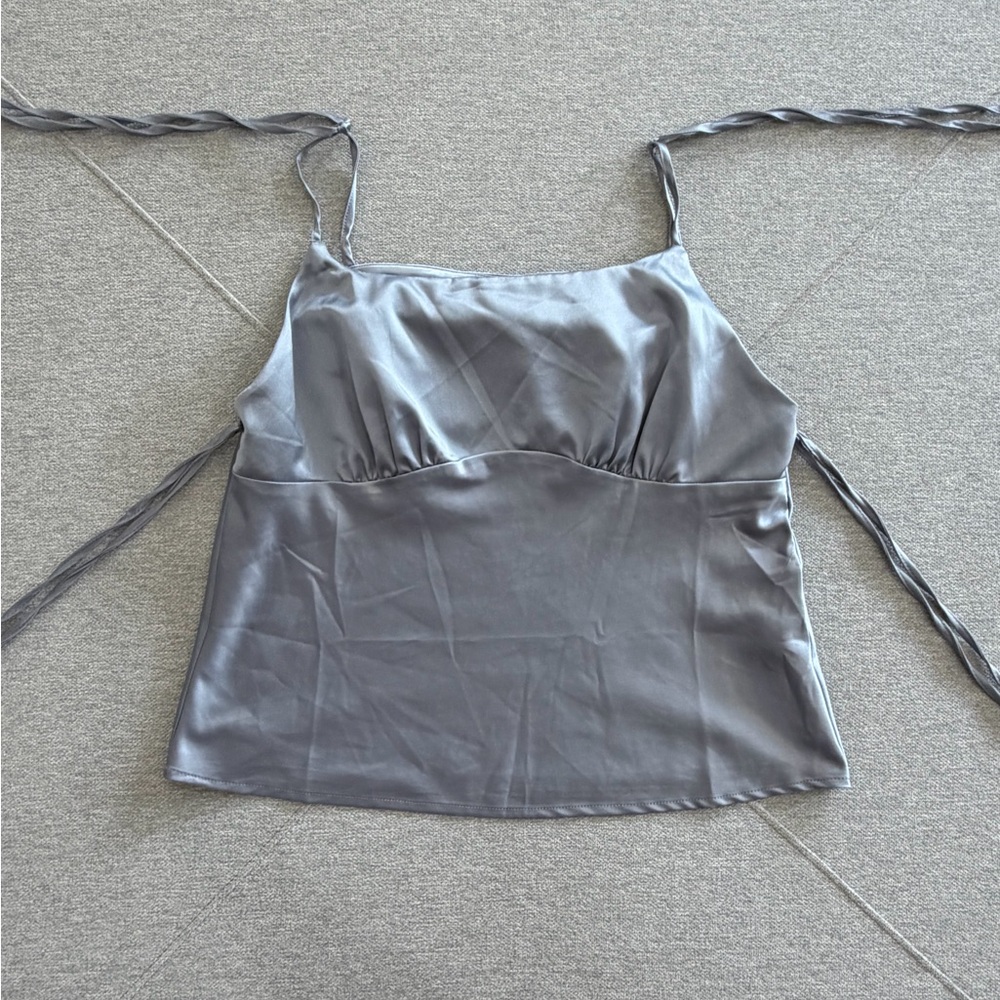 Topshop Silver Satin Top
